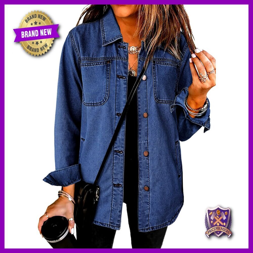 Denim Jacket Oversized Button Down Shacket Western Work Chic Y2K